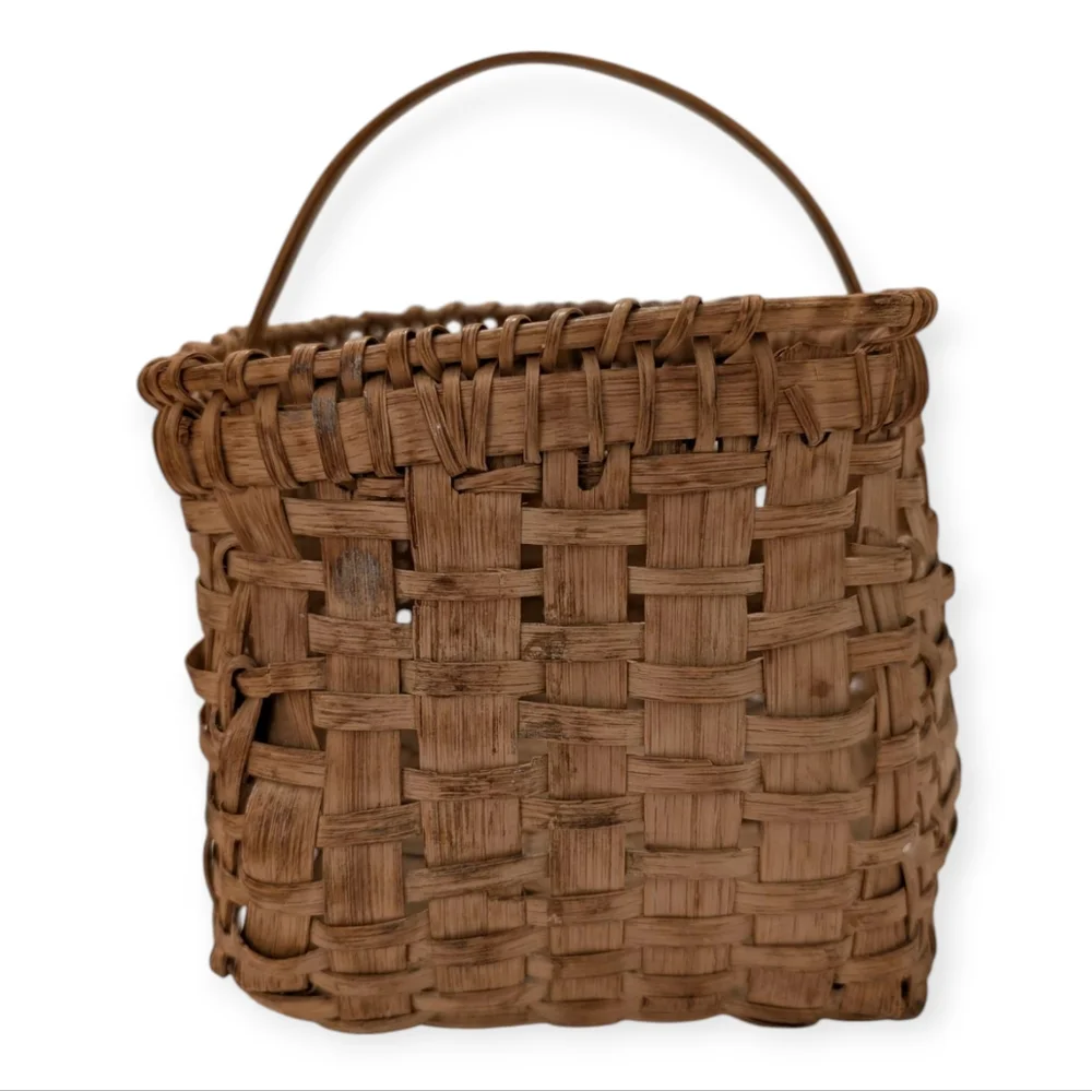 ANTIQUE Woven Americana Basket Farmhouse Storage Vintage 1920
